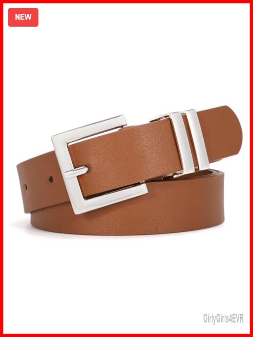 Women's Faux Leather Belt Square Buckle Waist Belt for Jeans Pants Dresses